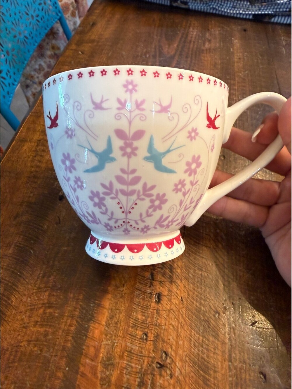 Portobello By Inspire Bone China Decorative Mug with Bird and Floral Design